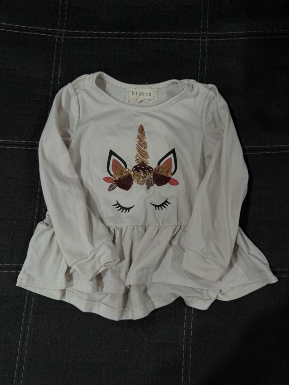 btween Cream Ruffle Top with Rust Accent Leggings - Picture 2 of 4